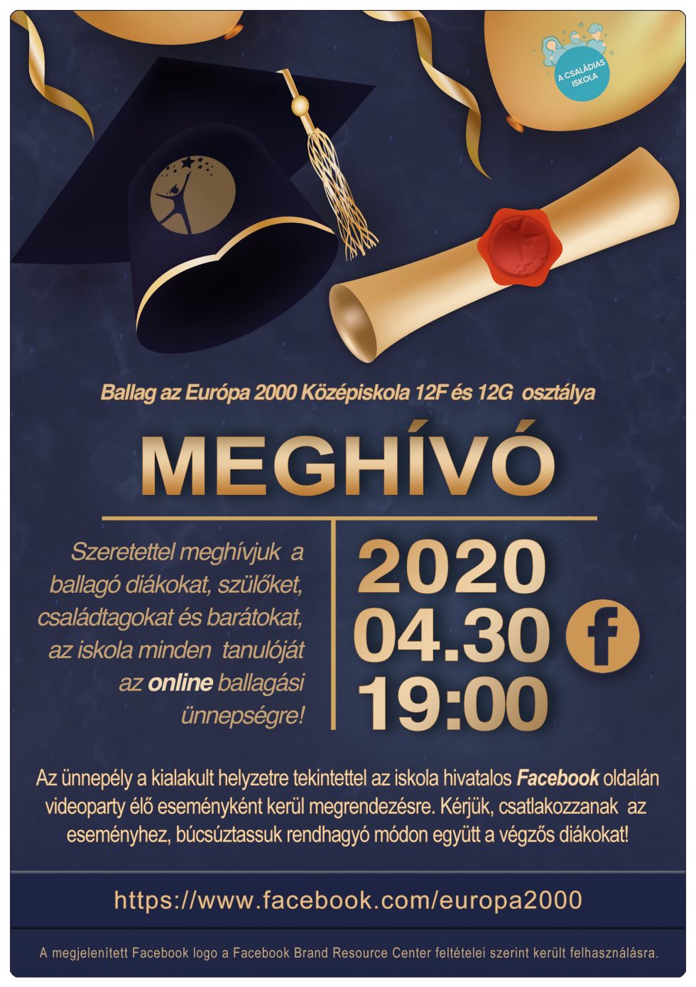 PROGRAM Ballagás meghívó - Európa 2000 Gimnázium